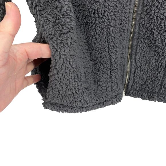 Express Jacket Womens Small Gray Sherpa Faux Long Sleeve Mock Neck Full Zip - Picture 7 of 14